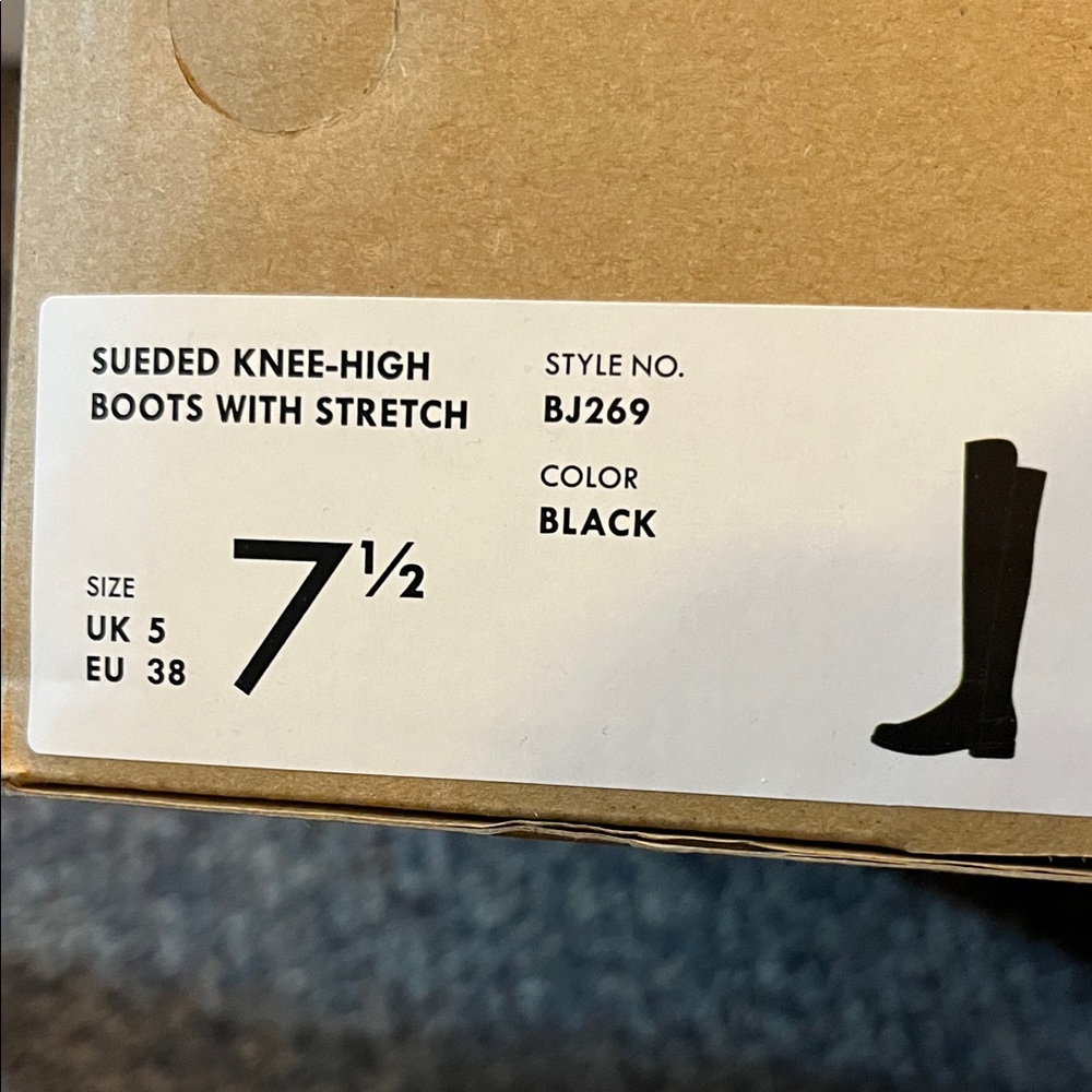 J Crew Sueded Knee-High Boots with Stretch - Black New In Box